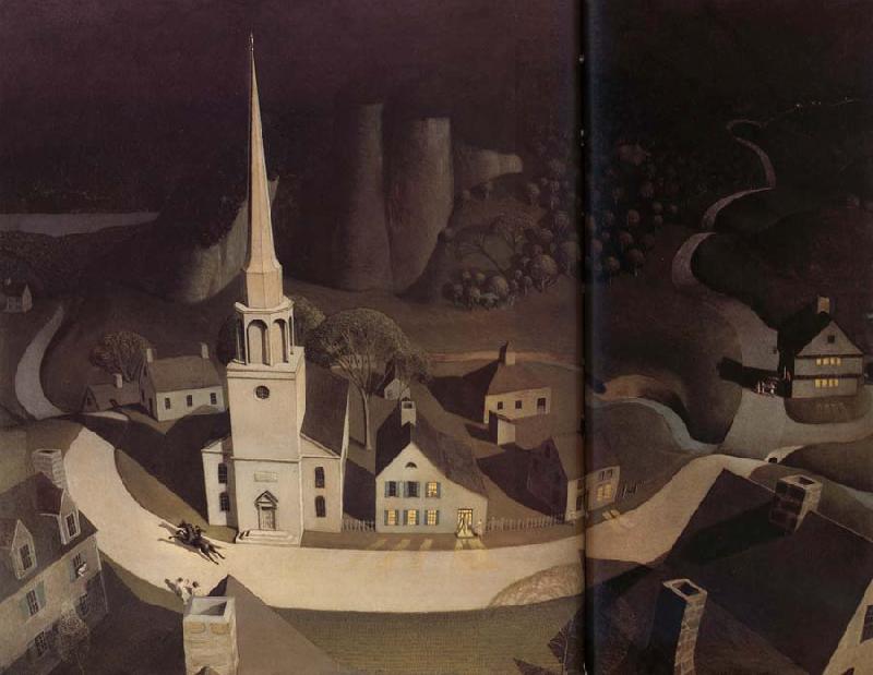 Grant Wood La chevauchee nocturne de paul Revere